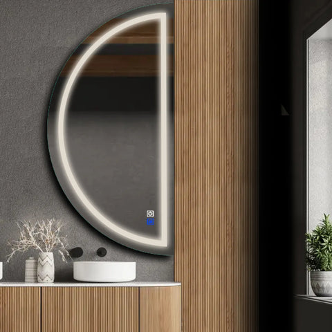 LED Spiegel Halbmond | Touch-Schalter | Anti-Beschlag-Funktion | Neutralweißes Licht - Reyze Seria Salono Model 1 - Rechte Seite