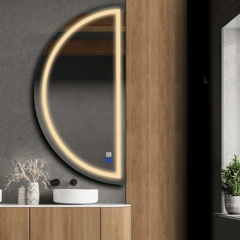 LED Spiegel Halbmond | Touch-Schalter | Anti-Beschlag-Funktion | Warmweißes Licht - Reyze Seria Salono Model 1 - Rechte Seite