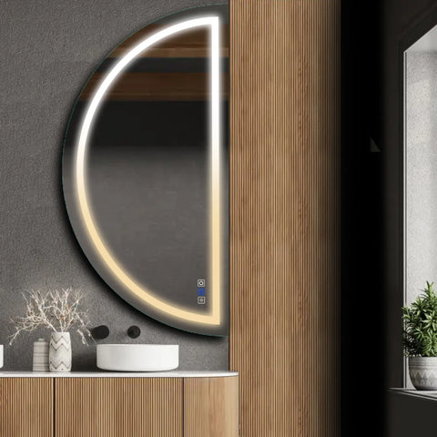 LED Spiegel Halbmond | Touch-Schalter | Anti-Beschlag-Funktion | Einstellbare Farbtemperatur - Reyze Seria Salono Model 1 - Rechte Seite