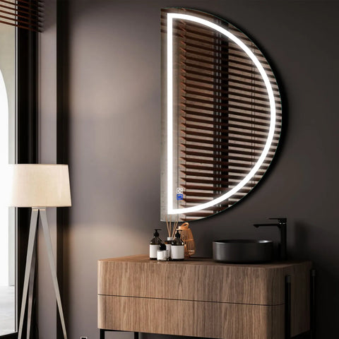 LED Spiegel Halbmond | Touch-Schalter | Anti-Beschlag-Funktion | Kaltweißes Licht - Reyze Seria Salono Model 1 - Linke Seite