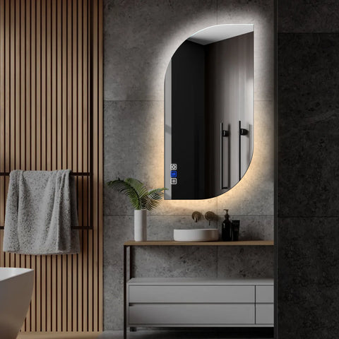 LED Spiegel Halboval 1 | Touch-Schalter | Anti-Beschlag-Funktion | Einstellbare Farbtemperatur - Reyze Seria Ambient Model 1