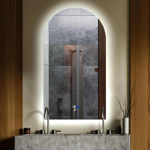 LED Spiegel Halboval 2 | Touch-Schalter | Anti-Beschlag-Funktion | Kaltweißes Licht - Reyze Seria Ambient Model 1