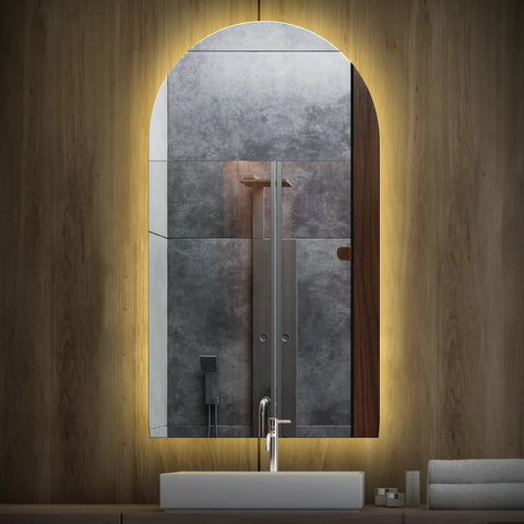 LED Spiegel Halboval 2 | Wandschalter-Steuerung | Warmweißes Licht - Reyze Seria Ambient Model 1