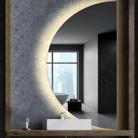 LED Spiegel Halbmond | Wandschalter-Steuerung | Neutralweißes Licht - Reyze Seria Ambient Model 1 - Rechte Seite