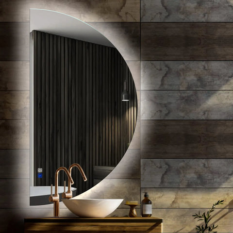 LED Spiegel Halbmond | Touch-Schalter | Anti-Beschlag-Funktion | Kaltweißes Licht - Reyze Seria Ambient Model 1 - Linke Seite